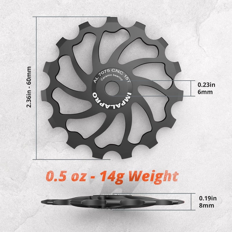 IMPALAPRO Bike Oversized Ceramic Derailleur Pulley Wheel 15T/17T AL7075 Compatible with Shimano Jockey Wheels and Rear derailleur Pulley Sram - Image 3